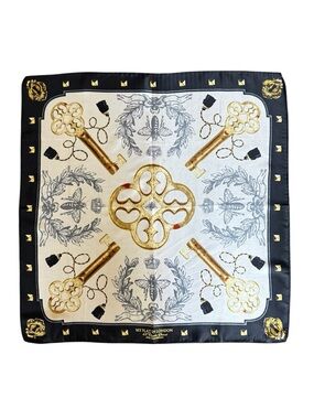 Brighton “My Flat in London” Silk Scarf ✨ Gold Keys & Bees 19x19
